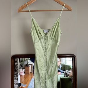 Green Silk Dress with Buttons